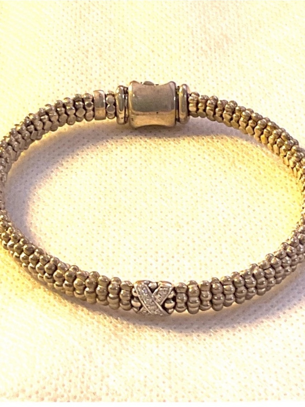 Sparkling X Accent Silver Beaded Bracelet